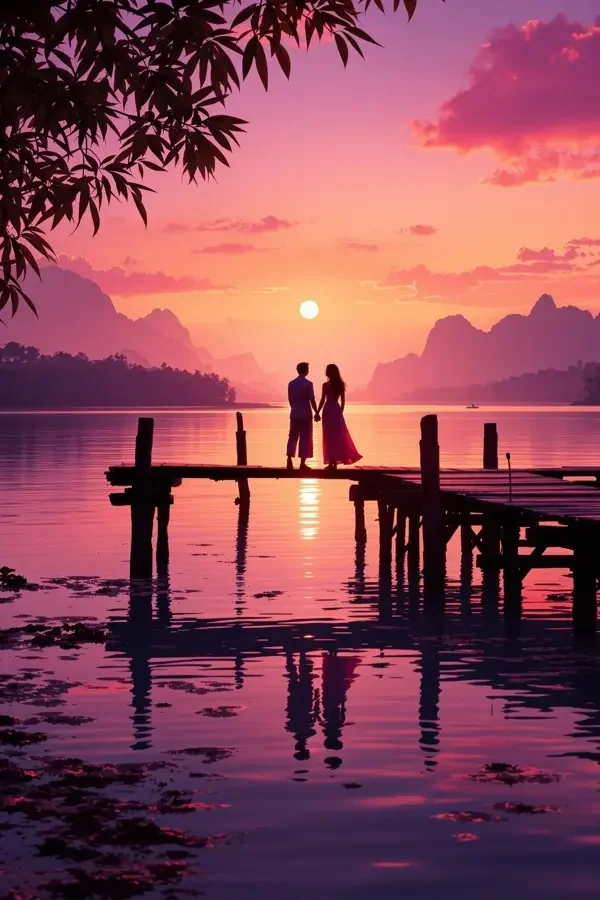 河畔的落日之约 - 湄公河之恋海报 河畔的落日之约 湄公河之恋 越南电影 南洋风情 东南亚文化